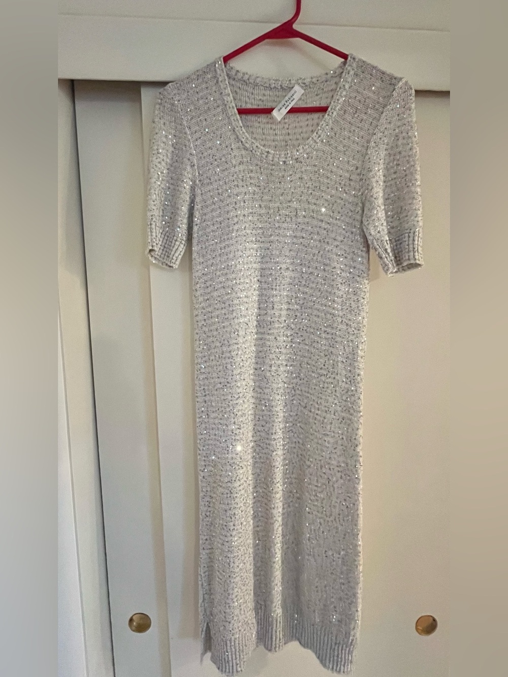 Metallic Amina Rubinacci fine knit silk blend sequins dress.